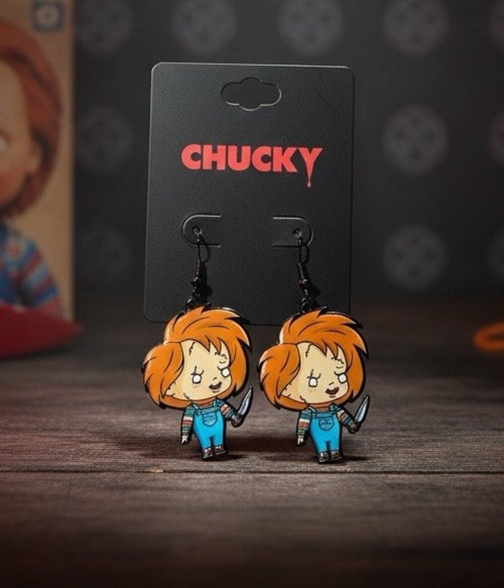 Chucky Child's Play Movie Cute Chibi Cartoon Dangle Horror Earrings Jewelry Gift